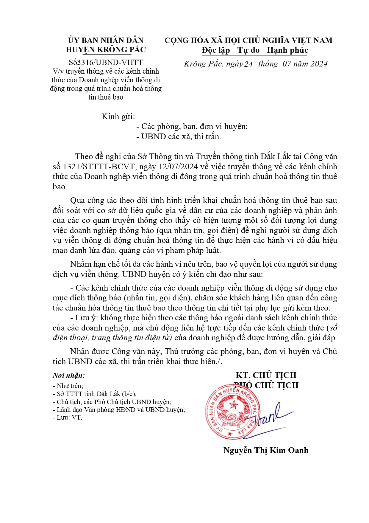 TRUYỀN THÔNG VỀ CÁC KÊNH CHÍNH THỨC CỦA DOANH NGHỆP VIỄN THÔNG DI ĐỘNG TRONG QUÁ TRÌNH CHUẨN HOÁ THÔNG TIN THUÊ BAO